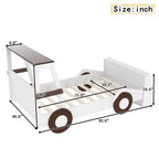 Lit de voiture double avec étagères de rangement, lit plateforme en bois en forme de voiture pour enfants