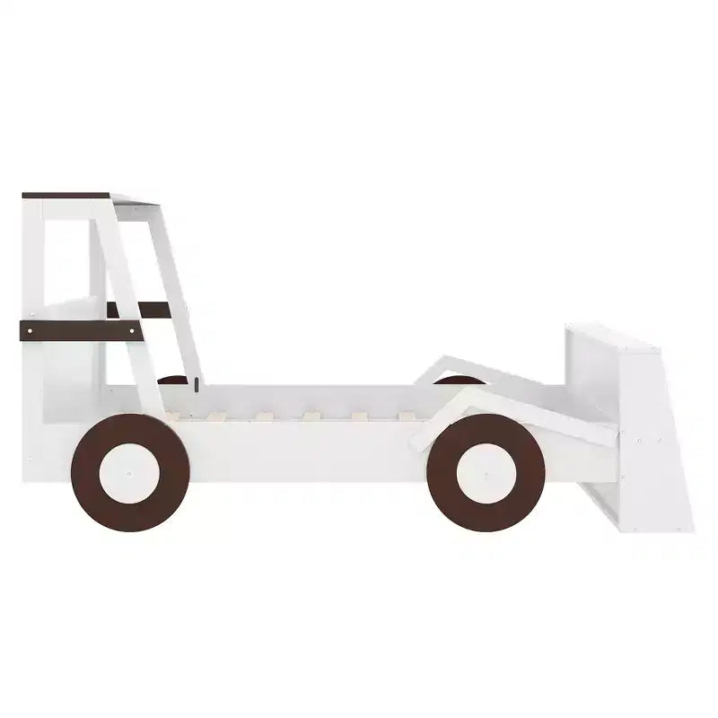 Lit de voiture double avec étagères de rangement, lit plateforme en bois en forme de voiture pour enfants
