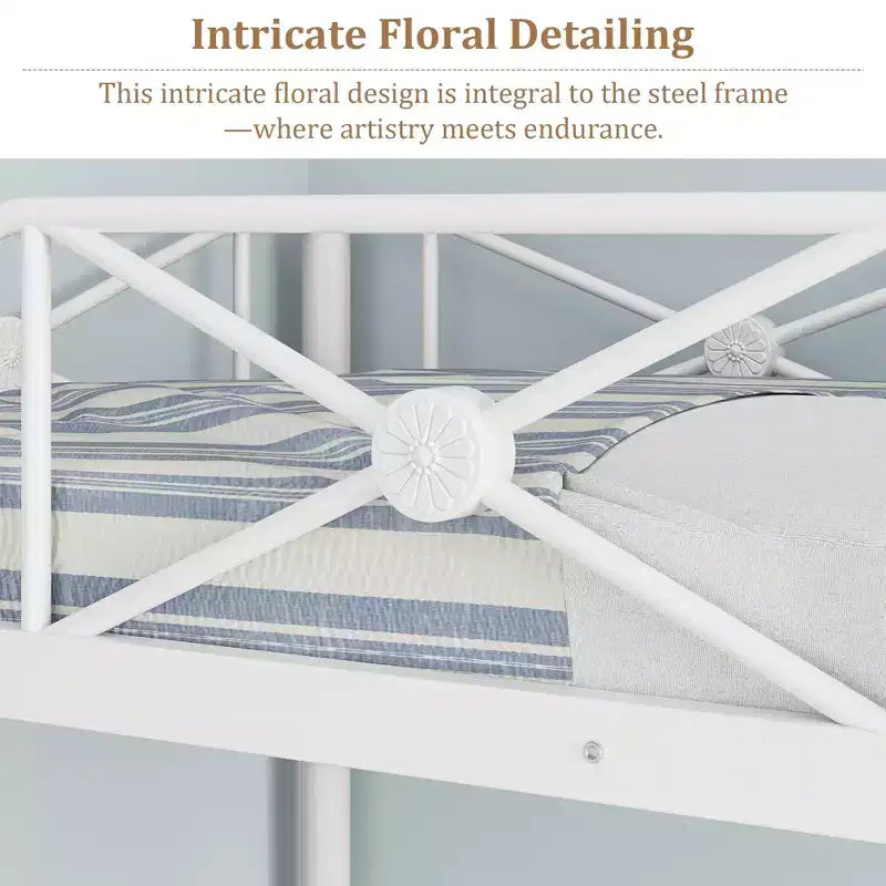 Lit mezzanine double en métal, lits mezzanines modernes robustes avec barrières de sécurité et design peu encombrant, lits mezzanines jumeaux en acier pour école, chambre à coucher