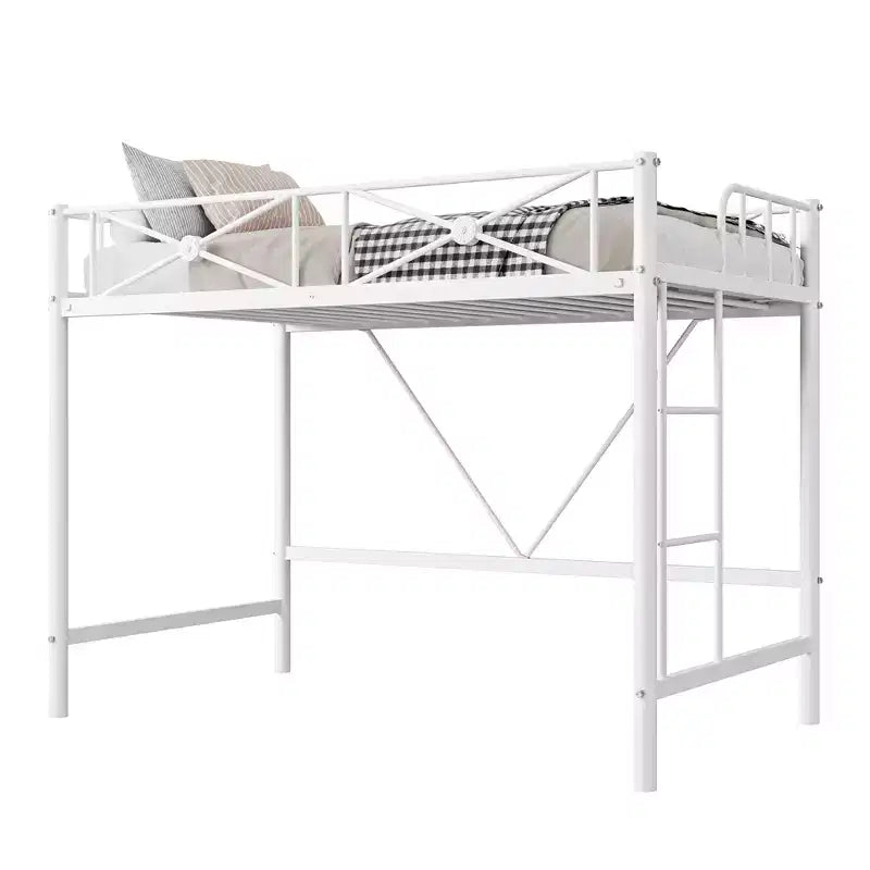 Lit mezzanine double en métal, lits mezzanines modernes robustes avec barrières de sécurité et design peu encombrant, lits mezzanines jumeaux en acier pour école, chambre à coucher