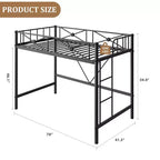 Lit mezzanine double en métal, lits mezzanines modernes robustes avec barrières de sécurité et design peu encombrant, lits mezzanines jumeaux en acier pour école, chambre à coucher
