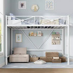 Lit mezzanine double en métal, lits mezzanines modernes robustes avec barrières de sécurité et design peu encombrant, lits mezzanines jumeaux en acier pour école, chambre à coucher