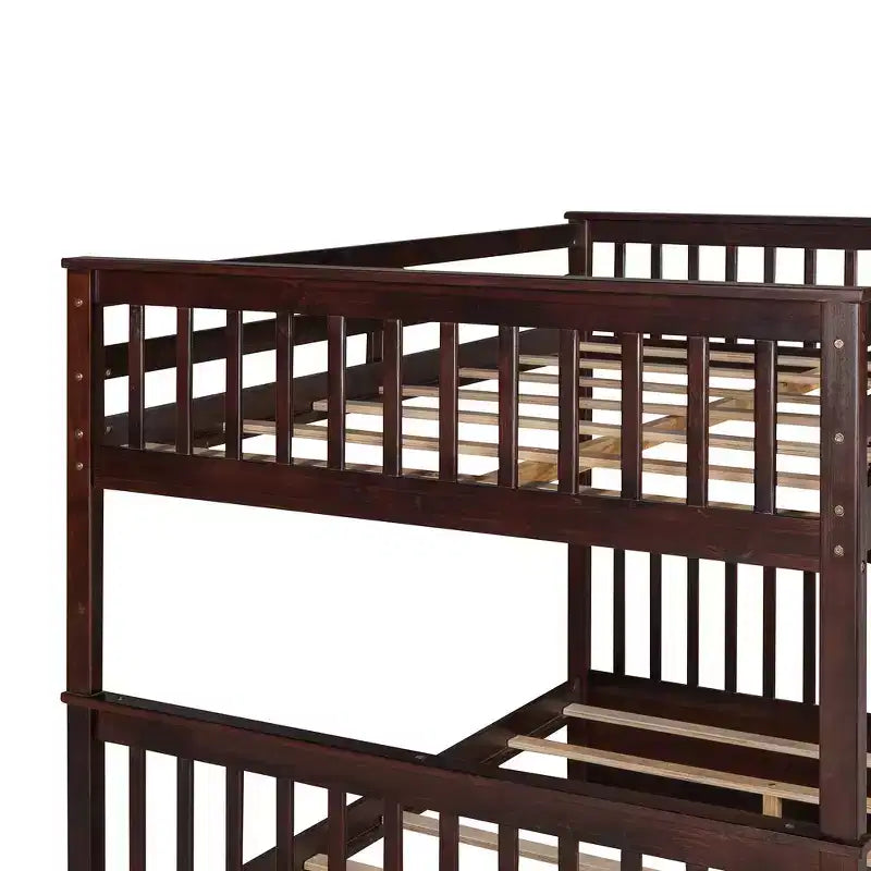Lit superposé Whisen double sur double avec échelle et deux tiroirs de rangement