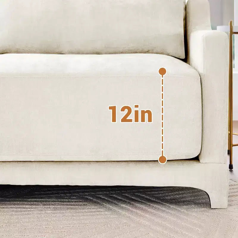 Homy Casa Canapé 3 places en chenille avec coussins lombaires, canapé rembourré moderne pour salon