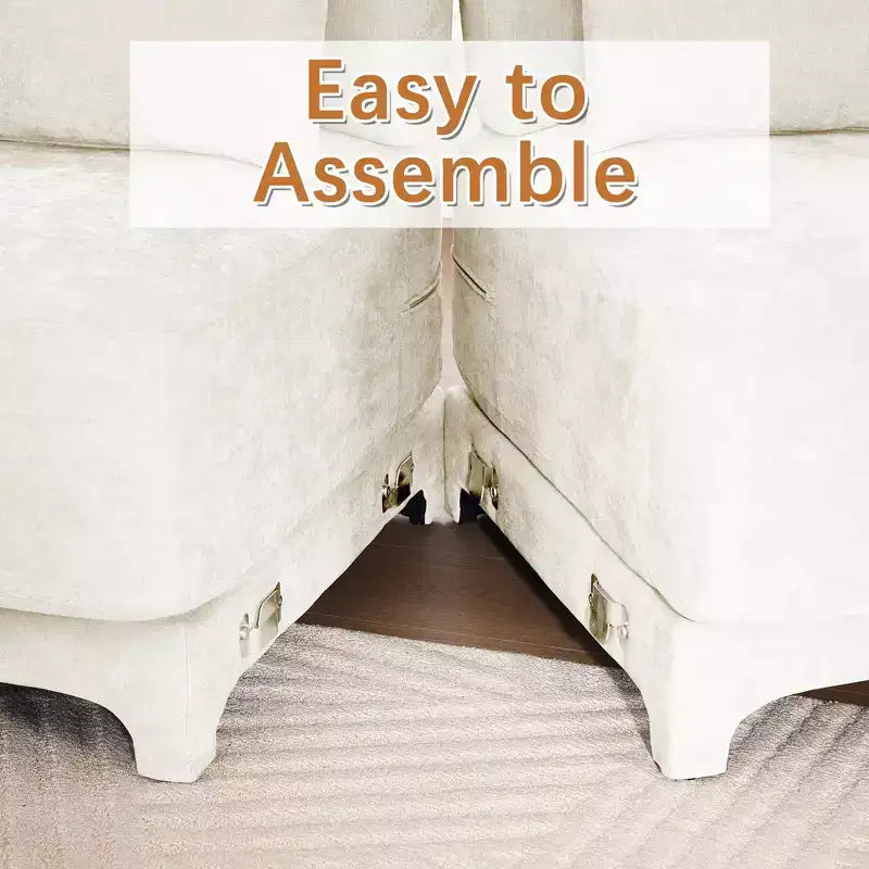 Homy Casa Canapé 3 places en chenille avec coussins lombaires, canapé rembourré moderne pour salon