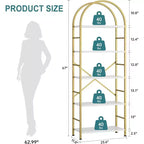 Étagère à livres arquée Celebalcony à 5 niveaux pour CD/livres, étagère de rangement pour bureau à domicile, bibliothèque moderne pour salon, dorée