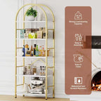 Étagère à livres arquée Celebalcony à 5 niveaux pour CD/livres, étagère de rangement pour bureau à domicile, bibliothèque moderne pour salon, dorée