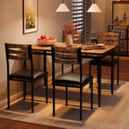 Ensemble Table et Chaises de Salle à Manger, Table de Cuisine Rectangulaire Compacte avec 4 Chaises, Cadre en Métal, Coussins Moelleux, pour Salle à Manger, Cuisine, Appartement