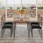 Ensemble Table et Chaises de Salle à Manger, Table de Cuisine Rectangulaire Compacte avec 4 Chaises, Cadre en Métal, Coussins Moelleux, pour Salle à Manger, Cuisine, Appartement