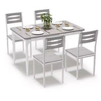 Ensemble Table et Chaises de Salle à Manger, Table de Cuisine Rectangulaire Compacte avec 4 Chaises, Cadre en Métal, Coussins Moelleux, pour Salle à Manger, Cuisine, Appartement