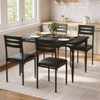Ensemble Table et Chaises de Salle à Manger, Table de Cuisine Rectangulaire Compacte avec 4 Chaises, Cadre en Métal, Coussins Moelleux, pour Salle à Manger, Cuisine, Appartement