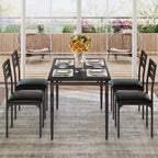 Ensemble Table et Chaises de Salle à Manger, Table de Cuisine Rectangulaire Compacte avec 4 Chaises, Cadre en Métal, Coussins Moelleux, pour Salle à Manger, Cuisine, Appartement