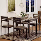 Ensemble Table et Chaises de Salle à Manger, Table de Cuisine Rectangulaire Compacte avec 4 Chaises, Cadre en Métal, Coussins Moelleux, pour Salle à Manger, Cuisine, Appartement