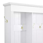 Meuble d'entrée intelligent à LED ModernLuxe avec banc de rangement, porte-manteau d'entrée avec 9 crochets et 3 compartiments à chaussures rabattables