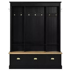 Meuble d'entrée intelligent à LED ModernLuxe avec banc de rangement, porte-manteau d'entrée avec 9 crochets et 3 compartiments à chaussures rabattables
