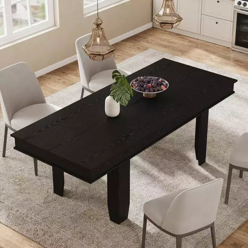 Table à manger extensible de 160 cm à 220 cm pour 6-10 personnes, tables de cuisine de style rustique avec cadre robuste en bois, grande table de dîner rectangulaire pour salle à manger