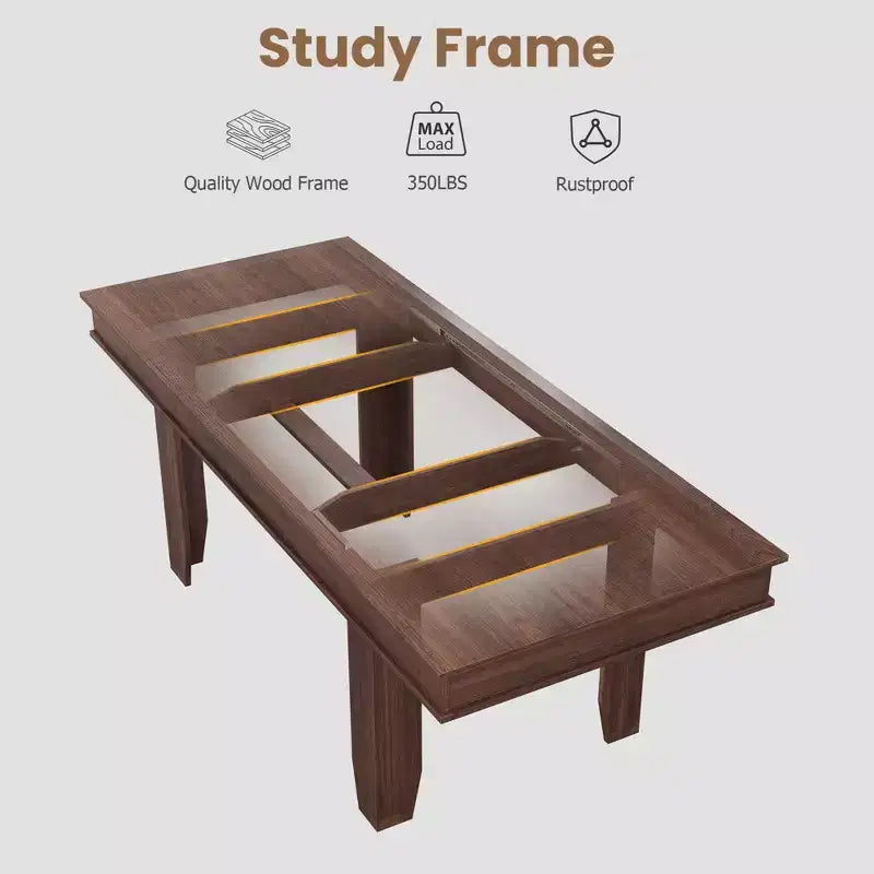 Table à manger extensible de 160 cm à 220 cm pour 6-10 personnes, tables de cuisine de style rustique avec cadre robuste en bois, grande table de dîner rectangulaire pour salle à manger