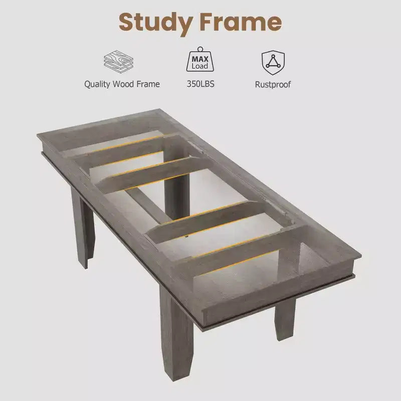 Table à manger extensible de 160 cm à 220 cm pour 6-10 personnes, tables de cuisine de style rustique avec cadre robuste en bois, grande table de dîner rectangulaire pour salle à manger