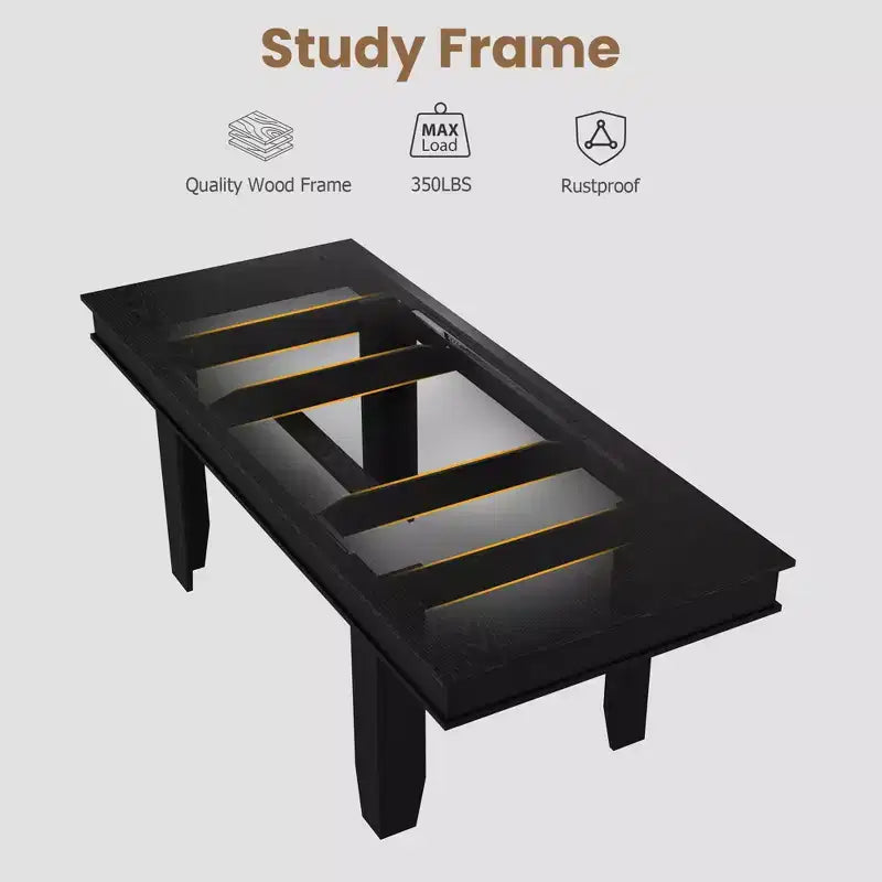 Table à manger extensible de 160 cm à 220 cm pour 6-10 personnes, tables de cuisine de style rustique avec cadre robuste en bois, grande table de dîner rectangulaire pour salle à manger