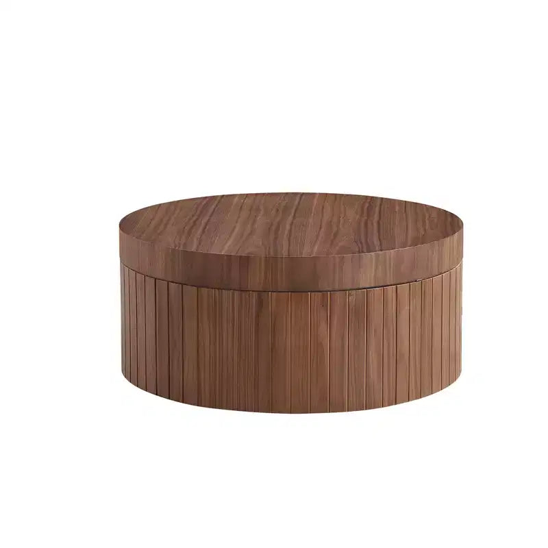 Table basse de rangement ronde moderne Caldrin avec compartiment caché GDFStudio