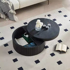 Table basse de rangement ronde moderne Caldrin avec compartiment caché GDFStudio