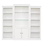Bibliothèque et vitrine 3 pièces de 199,9 cm de haut avec éclairage 5 couleurs, étagères en verre trempé