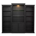 Bibliothèque et vitrine 3 pièces de 199,9 cm de haut avec éclairage 5 couleurs, étagères en verre trempé