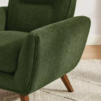 Fauteuil d'appoint confortable Art Leon en flanelle jacquard avec pieds en bois