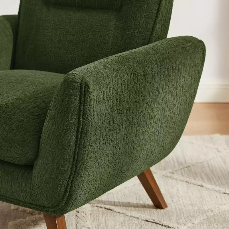 Fauteuil d'appoint confortable Art Leon en flanelle jacquard avec pieds en bois