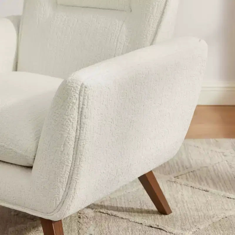 Fauteuil d'appoint confortable Art Leon en flanelle jacquard avec pieds en bois