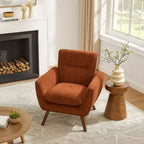 Fauteuil d'appoint confortable Art Leon en flanelle jacquard avec pieds en bois