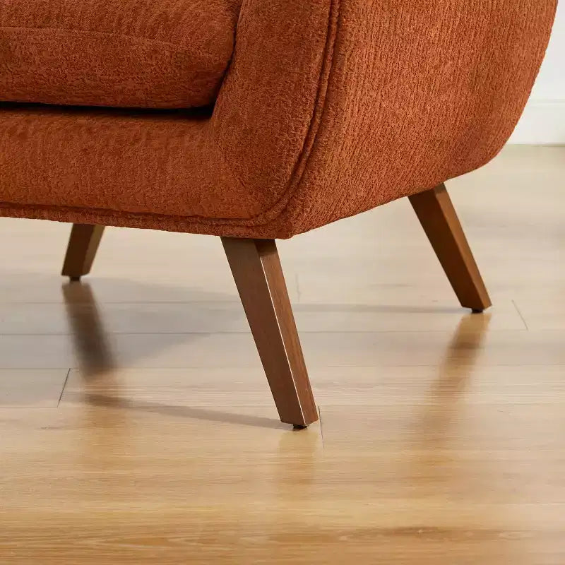 Fauteuil d'appoint confortable Art Leon en flanelle jacquard avec pieds en bois
