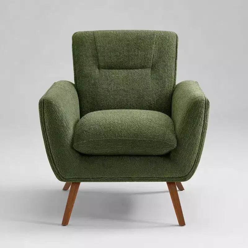 Fauteuil d'appoint confortable Art Leon en flanelle jacquard avec pieds en bois