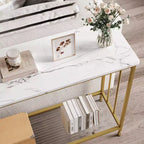 Console, tables d'appoint, table d'entrée étroite avec étagère en bois et cadre en métal, 41,5" de longueur, table derrière le canapé, table de couloir industrielle pour salon