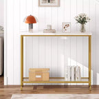 Console, tables d'appoint, table d'entrée étroite avec étagère en bois et cadre en métal, 41,5" de longueur, table derrière le canapé, table de couloir industrielle pour salon
