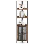 Gymax 6-Tier Corner Shelf 67 Tall Corner Bookshelf w/Cabinet & Adjustable Shelf