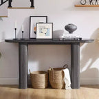 Console moderne de 63 po, tables d'entrée étroites pour couloir, plateau en faux marbre avec texture en arc, table d'appoint canapé cannelée pour salon