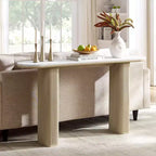 Console moderne de 63 po, tables d'entrée étroites pour couloir, plateau en faux marbre avec texture en arc, table d'appoint canapé cannelée pour salon