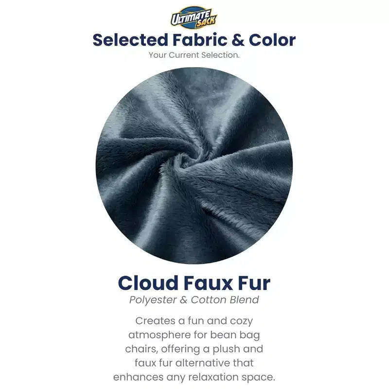 Fauteuil poire et repose-pieds Ultimate Sack 6 pieds, transat surdimensionné, Fourrure ivoire