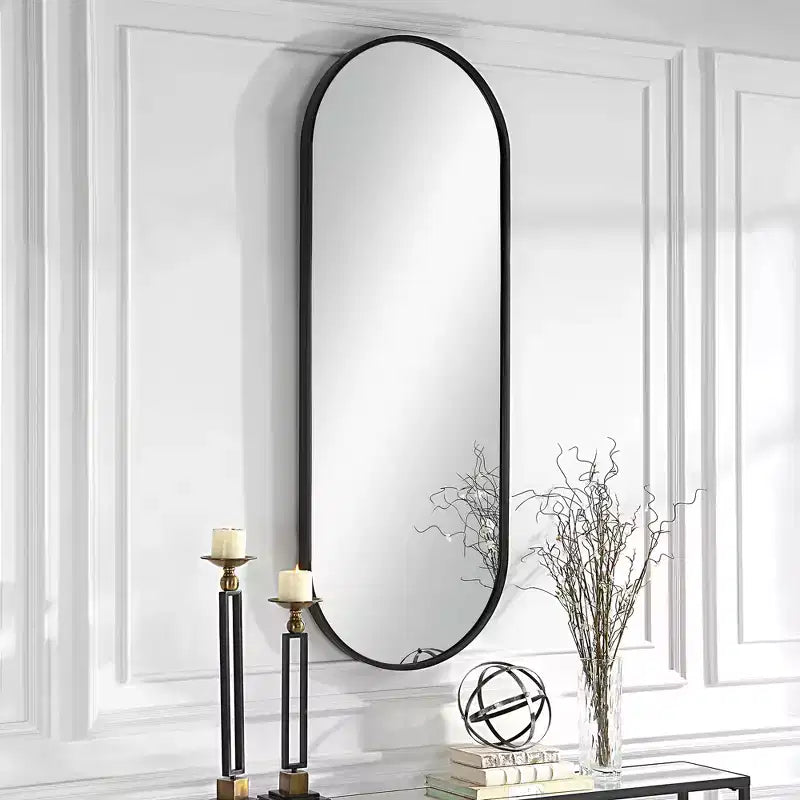 Miroir ovale Uttermost Varina 60 x 22 avec cadre noir