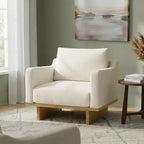 Fauteuil d'appoint Christopher Knight Home Niran en hévéa moderne, rembourré en tissu bouclé, avec coussin moelleux