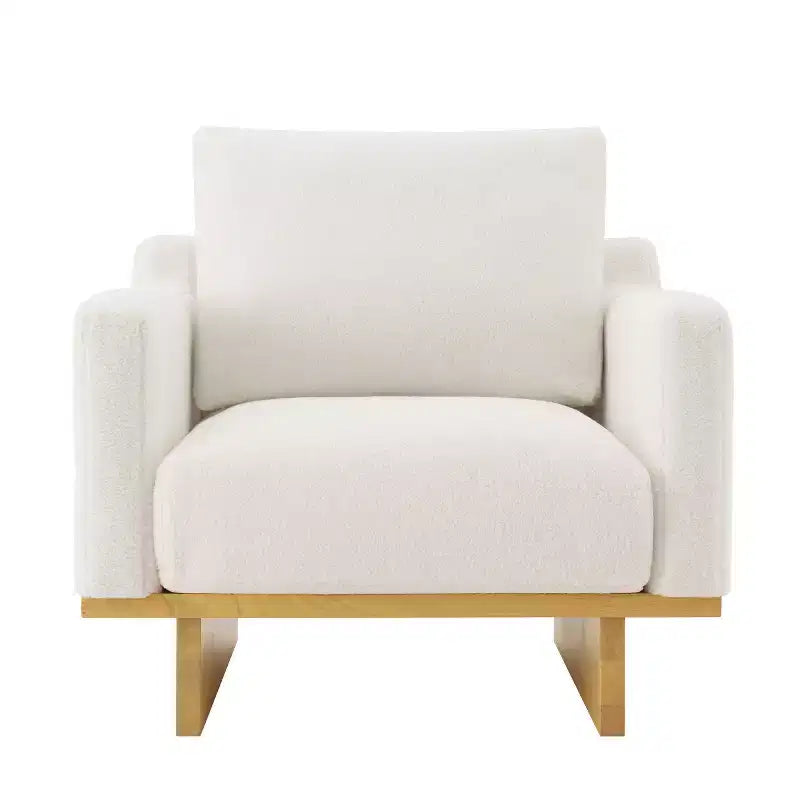 Fauteuil d'appoint Christopher Knight Home Niran en hévéa moderne, rembourré en tissu bouclé, avec coussin moelleux