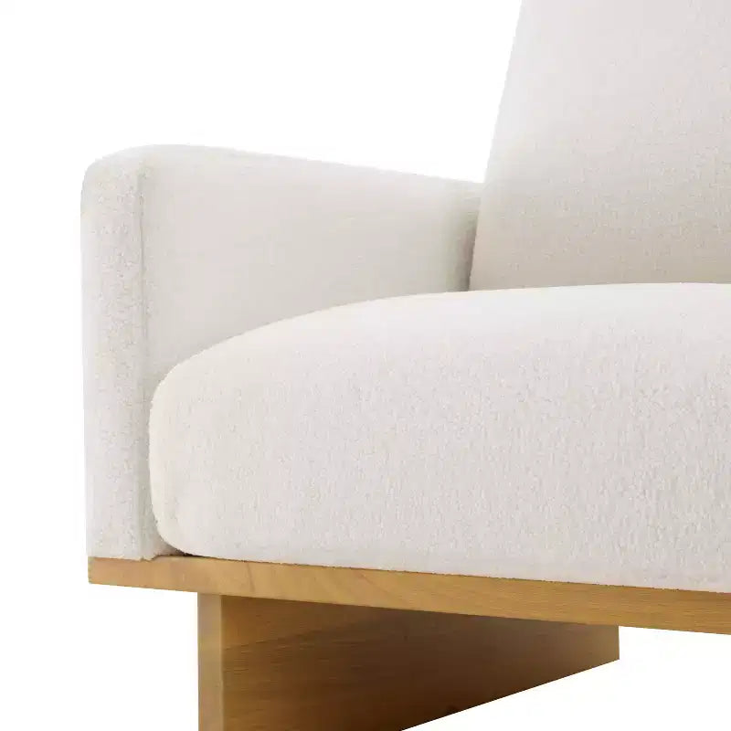 Fauteuil d'appoint Christopher Knight Home Niran en hévéa moderne, rembourré en tissu bouclé, avec coussin moelleux