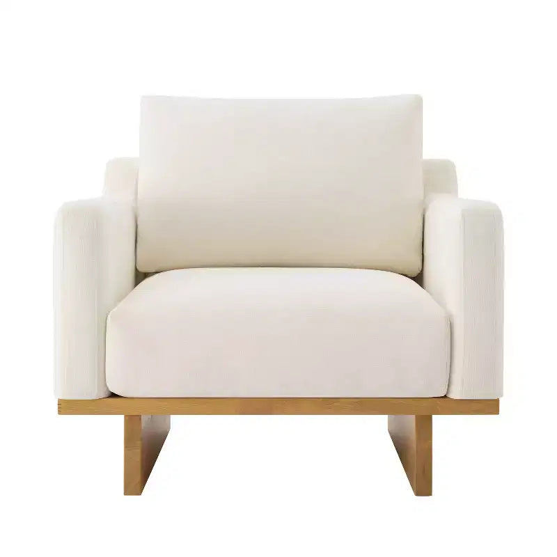 Fauteuil d'appoint Christopher Knight Home Niran en hévéa moderne, rembourré en tissu bouclé, avec coussin moelleux