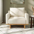 Christopher Knight Home Niran Modern Rubberwood Boucle Upholstered Accent Chair with Soft Cushion