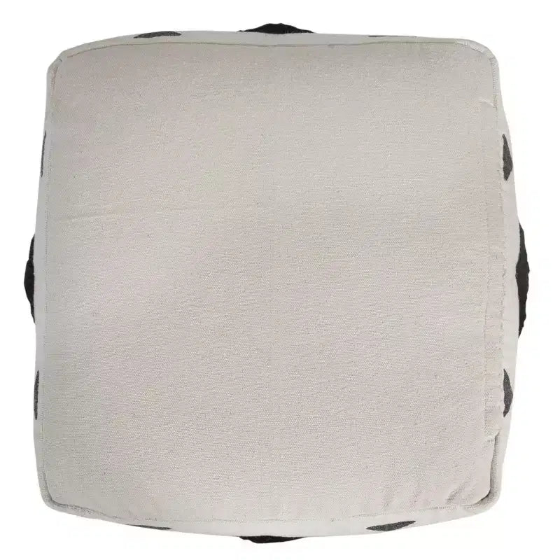 HomeRoots Pouf Ottoman Géométrique en Coton Blanc 18