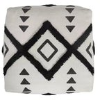 HomeRoots Pouf Ottoman Géométrique en Coton Blanc 18