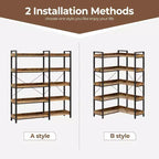Bibliothèque, Bibliothèque d'angle, Étagère à Livres 5 Niveaux avec Cadre Métallique Déformable, 14 Étagères Ouvertes, Meuble de Rangement sur Pied pour Salon, Chambre, Bureau