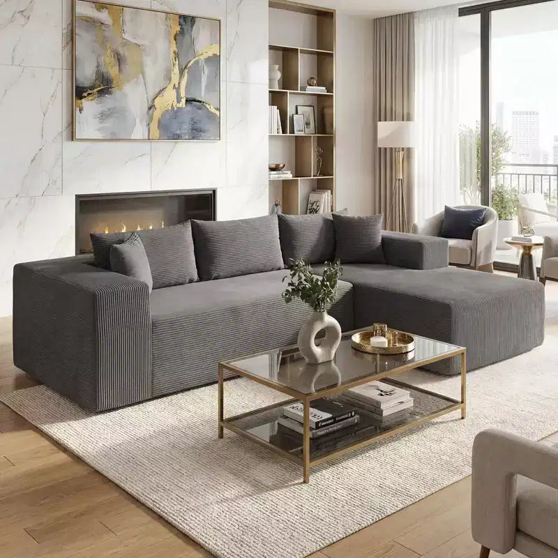 Costway Grand canapé modulaire 110,5 avec assises profondes et dossiers confortables, accoudoirs confortables Beige/Gris/Vert/Noir