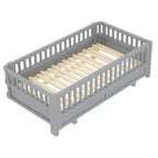 Lit plateforme double/double XL avec garde-corps, Cadre de lit plateforme en bois pour enfants, Peut être converti en lit plateforme double.